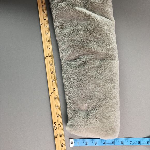 Abercrombie & Fitch Faux Fur Light Grey Women's Puffer Jacket Winter Coat Crop S - Picture 15 of 16